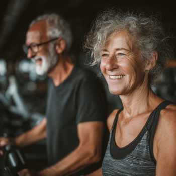 Літні люди займаються йогою в парку